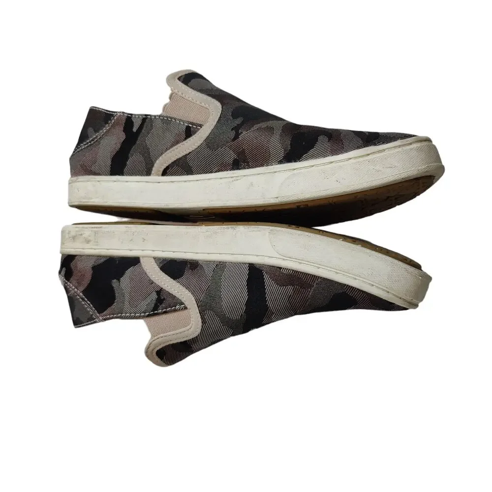 Olukai Women's Sz 7.5 Pehuea Pa'i Grey Camo Slip On Sneakers Fold Down Heel